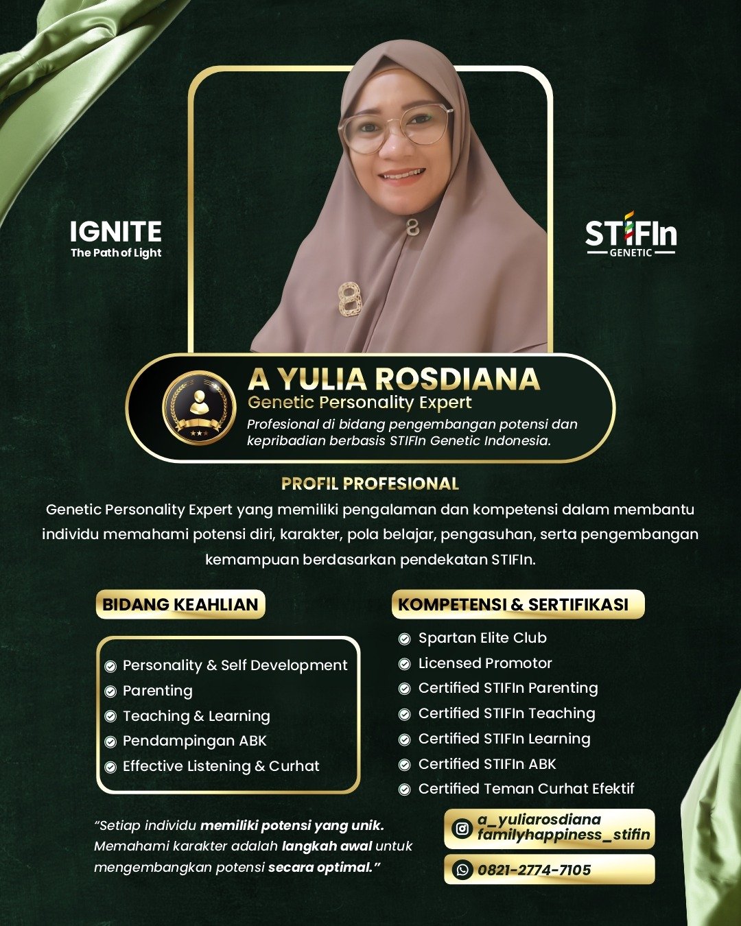 A. Yulia Rosdiana - Licensed Promotor STIFIn
